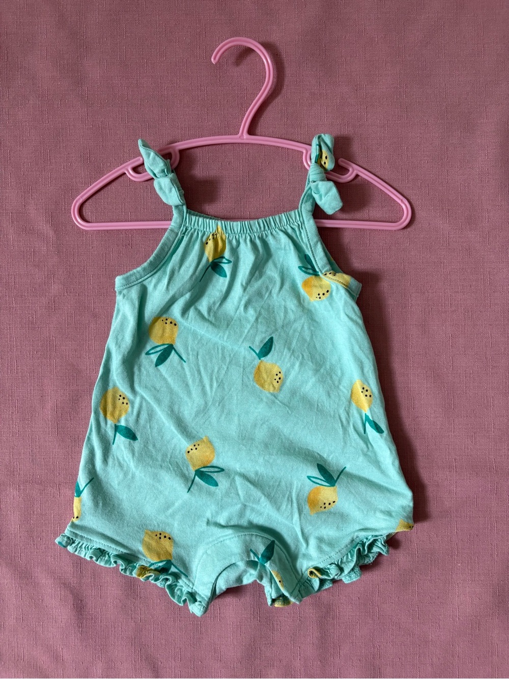 🌸 Baby Girl Old Navy Turquoise Lemon Print Romper